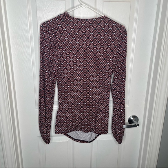 Boden Elodie Jersey Faux Wrap Stretch Jersey Knit Top Diamond Floral Purple 10 - Picture 3 of 14